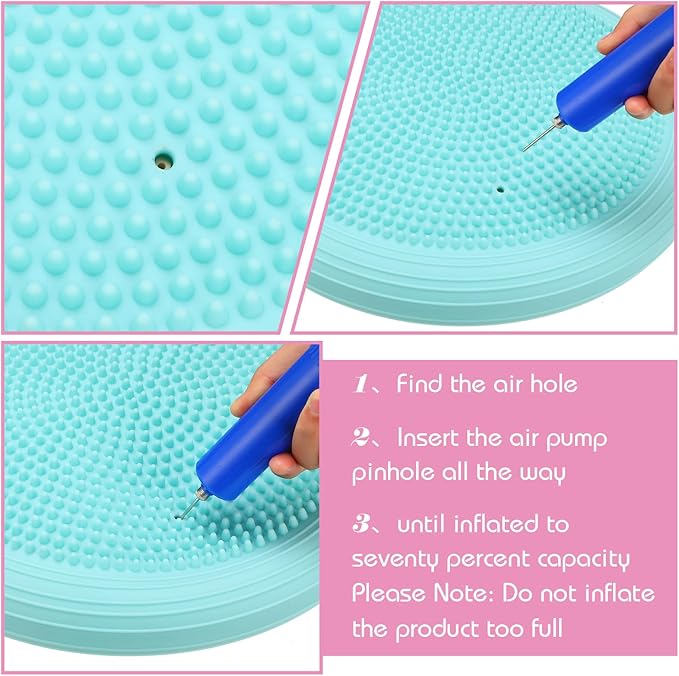 Libima 4 Pcs Wiggle Seat Inflated Wobble Cushion for Sensory Kid 13 Inches Balance Disc Flexible Seating for Classroom Sensory Pad for Chair Wiggle Cushion with Needle Pump