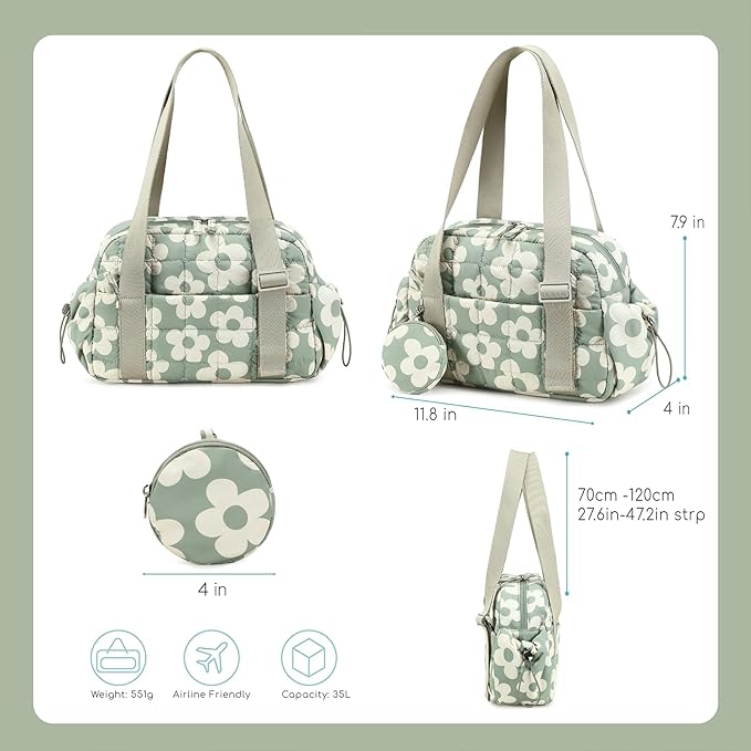 CAMTOP Mini Gym Bag for Women, Small Gym Tote Bag Puffy Quilted Sports Duffel Bag with Wet Compartment and Coin Purse Duffel Bags Dance Yoga Workout Bag