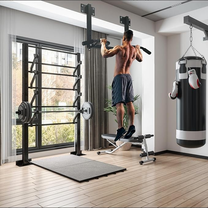 Wall Mounted Pull up Bar Multifunctional Chin up Bar Strength Training Pull-up Bar for Indoor Home Gym Fitness, Supports to 440 Lbs…