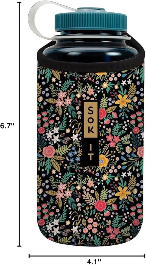 Sok It BotlSok Water Bottle Sleeve Insulated Neoprene Cover (English Garden Picnic, Fits 32oz Nalgene)