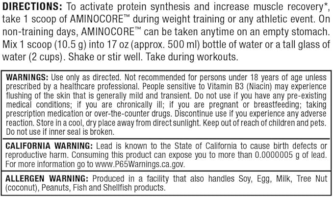 ALLMAX Nutrition AMINOCORE BCAA, Pink Lemonade - 945 g Powder - 8.18 Grams of Branched Chain Amin Acids Per Serving - with B Vitamins - No Fillers or Non-BCAA Aminos - Sugar Free - 90 Servings