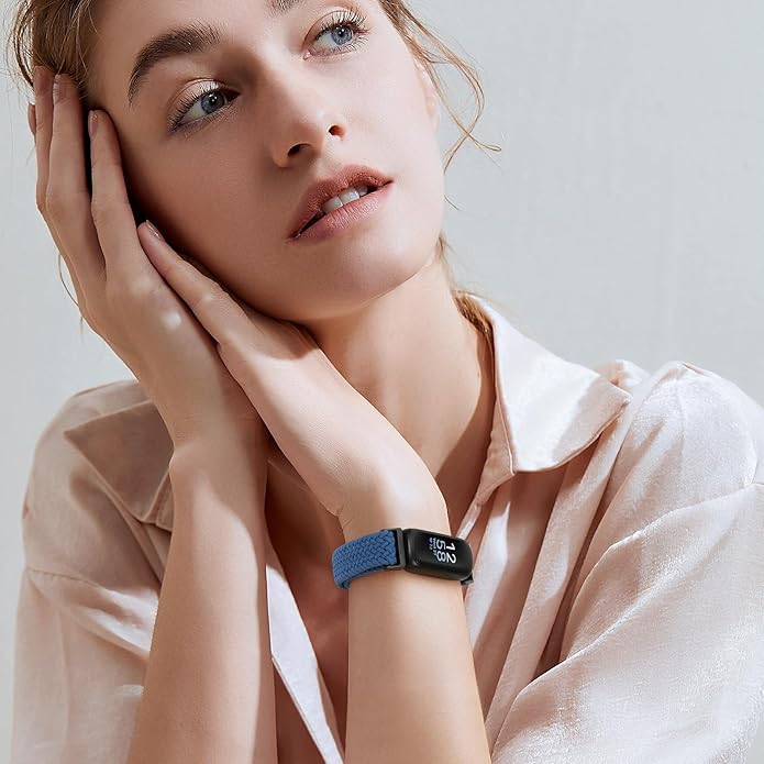 Tiptops Braided Nylon Bands Compatible with Fitbit Inspire 3/Inspire 2/Inspire/Inspire HR/Ace 2/Ace 3, Adjustable Loop Stretchy Straps Replacement Wristbands for Fitbit Inspire Women Men