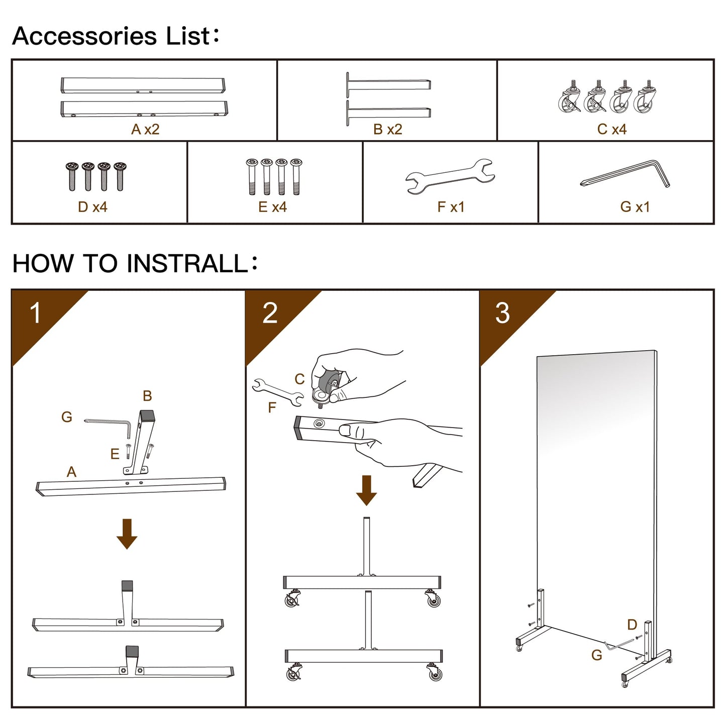 brisafe Rolling Full‑Length Gym Mirror with Wheels, 67" x 40"Oversized Shatterproof Nano Material