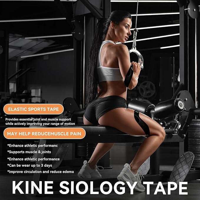 Precut Kinesiology Tape - 60 Strips (3 Rolls) | Waterproof Kinesiology Tape for Muscle & Joint Support, Athletic Knees, Shoulders, Back Pain Relief | Sport Tape for Weightlifting, Running