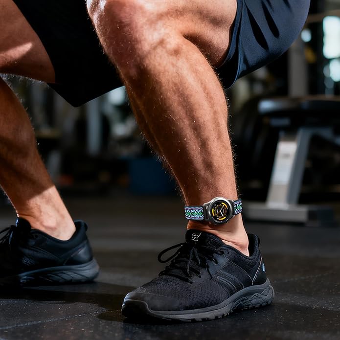 2 Pack Elastic Ankle/Arm Watch Bands Compatible with Garmin Venu 3/Venu 2/Vivoactive 4, Garmin Forerunner 570 47mm/265/255/255 Music, 22mm Sport Nylon Replacement Strap for Amazfit GTR 4/3/2