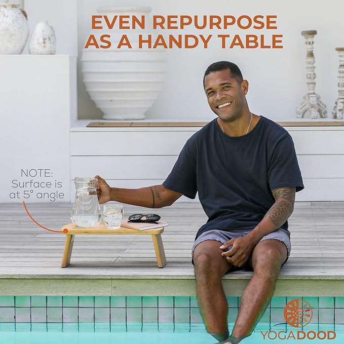 Yoga Dood Meditation Bench - Folding Bamboo Meditation Stool with Velvet Cushion & Carry Bag, Seiza Prayer Bench