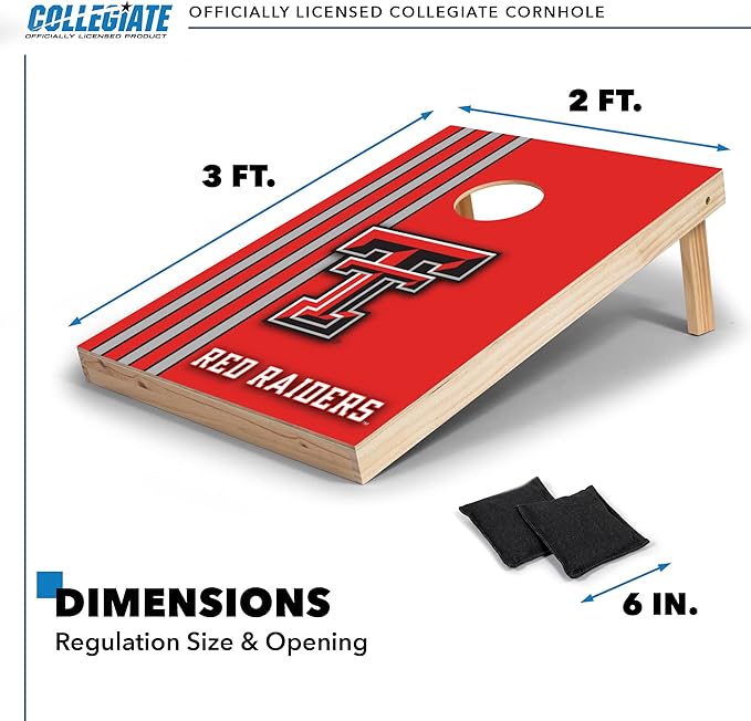 2' x 3' Solid Wood Cornhole Set with Direct Print HD Team Graphics – Great Gift for Any NCAA Fan! Bean Bag Toss Family Outdoor Games