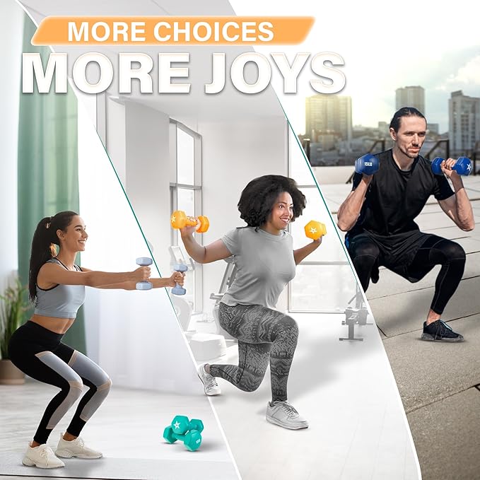 Yes4All Vinyl Hexagon Dumbbell - Dumbbells Set of 2 Hand Weights for Home Gym & Strength Training (2-15 lbs Weight Options)