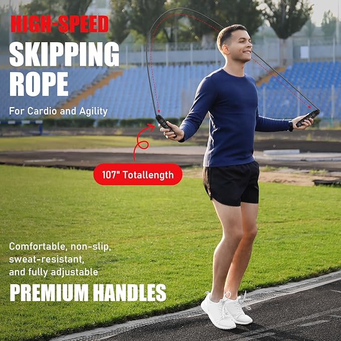 Soccer Training Equipment, Agility Speed Training Set with 20ft Speed Ladder, 12 Cones, 4 Adjustable Hurdles, Jump Rope, Parachute | Ideal for Basketball, Football Practise, for Kids, Youth, Adults