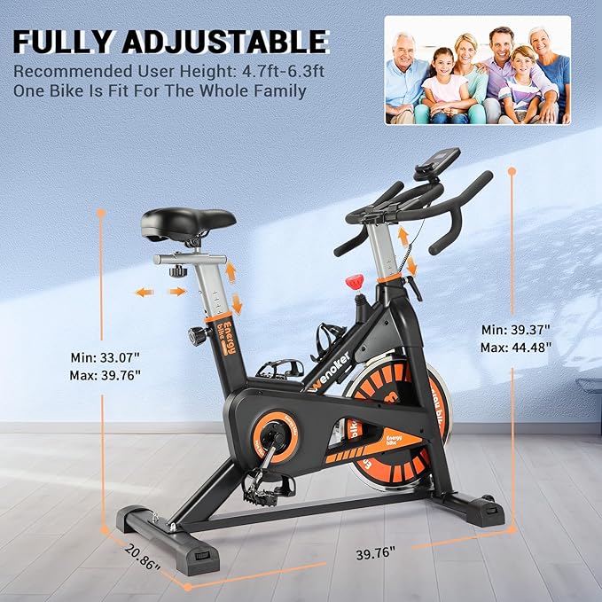 Exercise Bike, WENOKER Stationary Bike for Home, Indoor Bike with Silent Belt Drive, Heavy Flywheel, Multi-grips Handlebar and Upgraded Digital Display