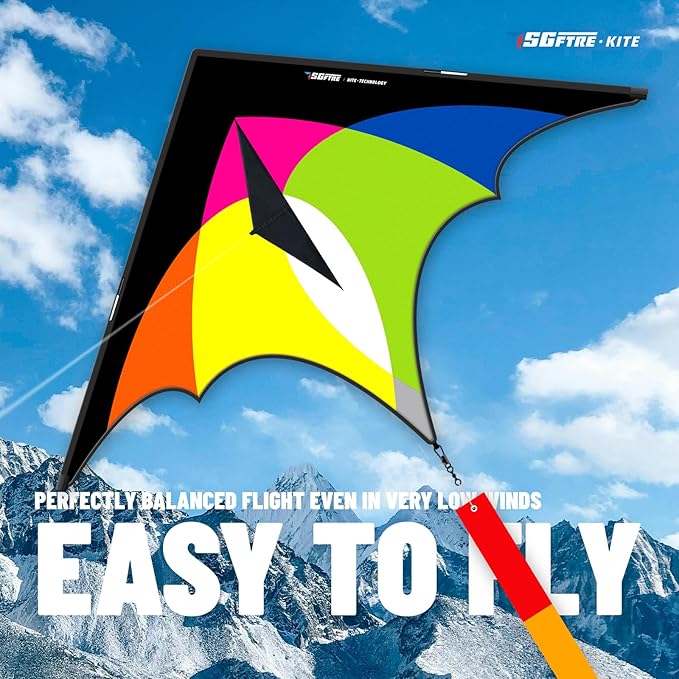 3-Piece Set Delta Kite for Easy to Fly Large Kite for Kids and Adults - Perfect Family Outdoor Toy, Beach Fun for Family Activities