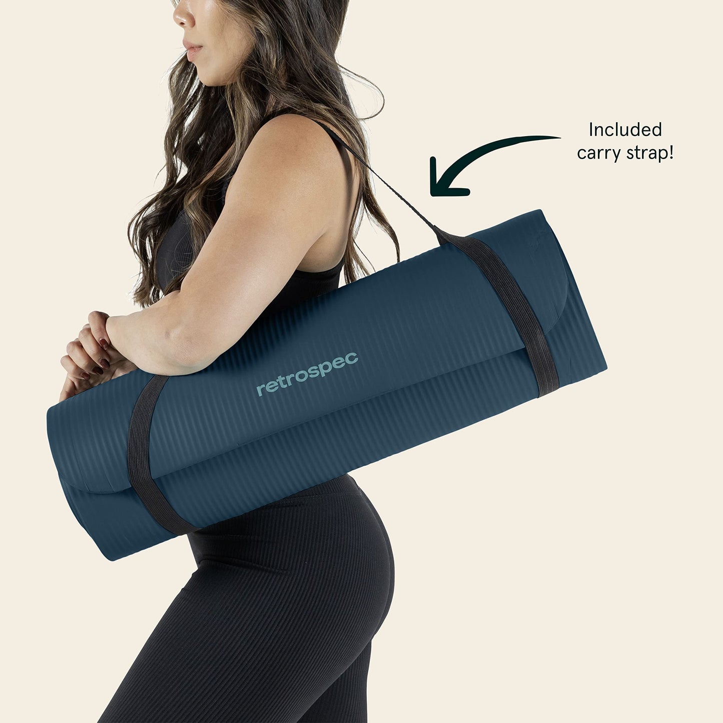 Retrospec Solana 1" Extra Thick Yoga Mat Non Slip Exercise Mat w/Strap