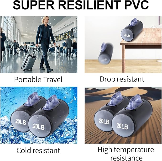 Water Dumbbells, Water Filled Training Dumbbells, Travel Weights Set, Adjustable Weights to 4-30 Lbs/Pair, Portable Gym for Strength Training, Fitness and Shaping