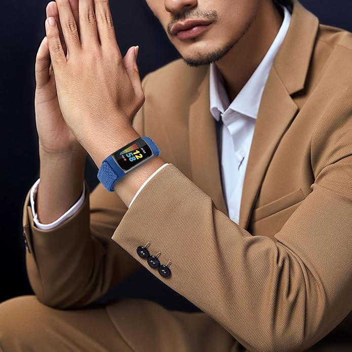 Braided Band Compatible with Fitbit Charge 6/Fitbit Charge 5, Soft Nylon Solo Loop Adjustable Replacement Wristband for Women Men