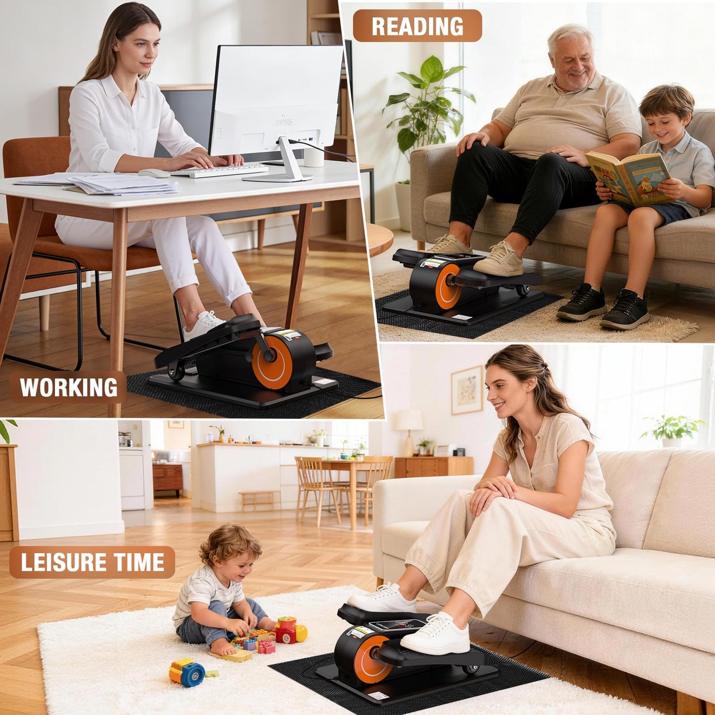Under Desk Elliptical Machine, Electric Elliptical Leg Exerciser for Senior