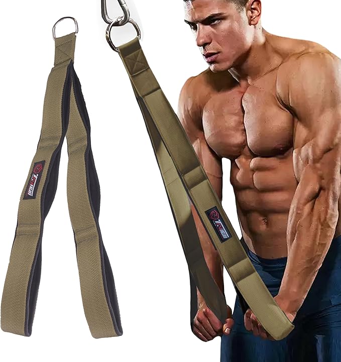 Tricep Rope Cable Attachment (Two Lengths Built in One) Greater Range of Motion,Tricep Pull Down Rope Extension Straps Cable Crossover Accessories