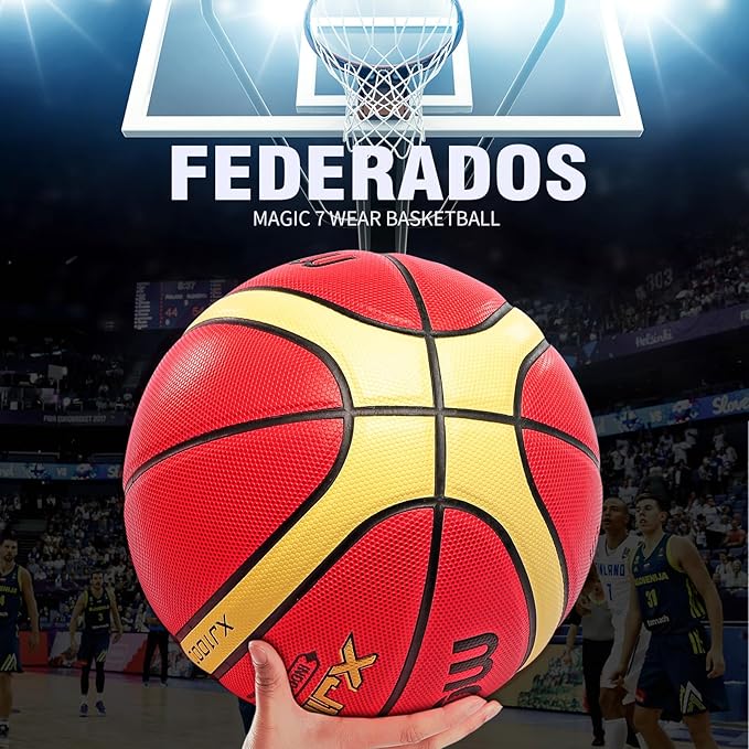 Training Soft Touch Rubber and Faux Leather Fighting Basketball, High Bounce Indoor Outdoor Basketball Gift