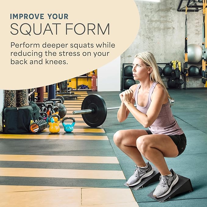 Lifepro 2pcs Metal Squat Wedge Block Non-Slip Squat Wedge with Resistance Band, Slant Board 1200 lbs Calf Stretcher Elevated Squat Tool for Squat and Stretching Exercises (Regular 11.8")