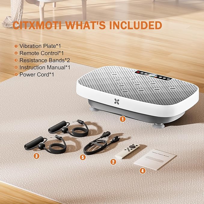 Vibration Plate Exercise Machine, Vibration Plate for Lymphatic Drainage & Body Toning, Whole Body Vibration Plate Platform with Bluetooth, Ultra-Quiet Home Gym Equipment, Resistance Bands