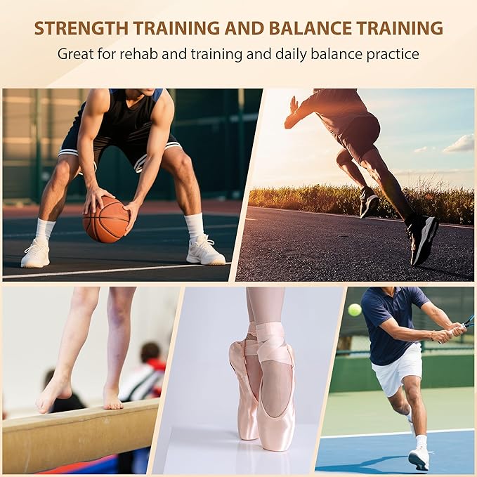 Ankle Foot Strengthener Exerciser for Sprained, Single Leg Balance Board for Sprained Ankle Recovery, Wood Foot Balance Trainer for Posture Corrector, Home Gym Fitness Equipment