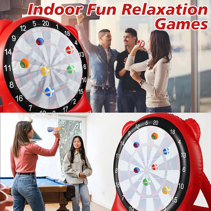 UBALANCE Giant Inflatable Dart Board, Outdoor Dartboard Yard Games for Adults, Family Sports, Sticky Kick Balls, Soccer, Tennis, Soft Darts, Golf, Party Fun Carnival Games