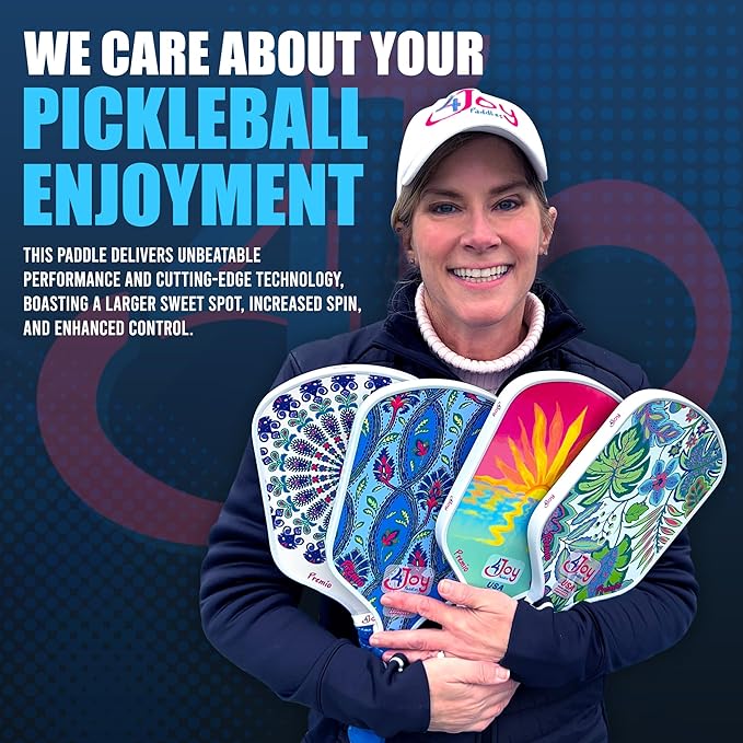 4Joy Pickleball Paddle Premio Series - Thermoformed Premium T700 Carbon Fiber Pickleball Paddless - Professional Pickleball Rackets for Women & Men - 16mm Honeycomb Core - USAP Approved