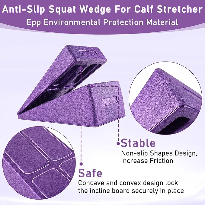 Slant Board Squat Wedge for Calf Stretchingï¼? Pcs 12" x 6.3" Foot Stretcher Balance Board for Plantar Fasciitis, Adjustable Foam Slant Board Wedge Great for Exercises