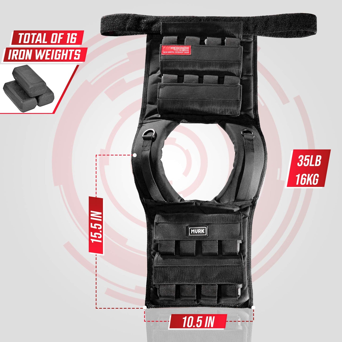 MVRK Weighted Vest Men 35lbs - Weighted Workout Vest With Removable Iron Weights, Heavy Duty