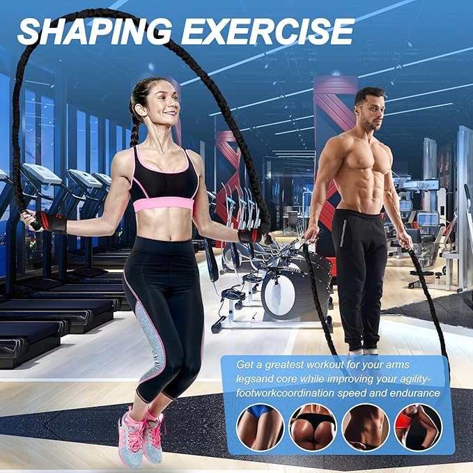 Battle Ropes for Home Gym, Exercise Rope 1.26/1.5inch, 30 40FT Heavy Battle Rope Weighted Battle Rope Training Heavy Rope for Workout Exercise