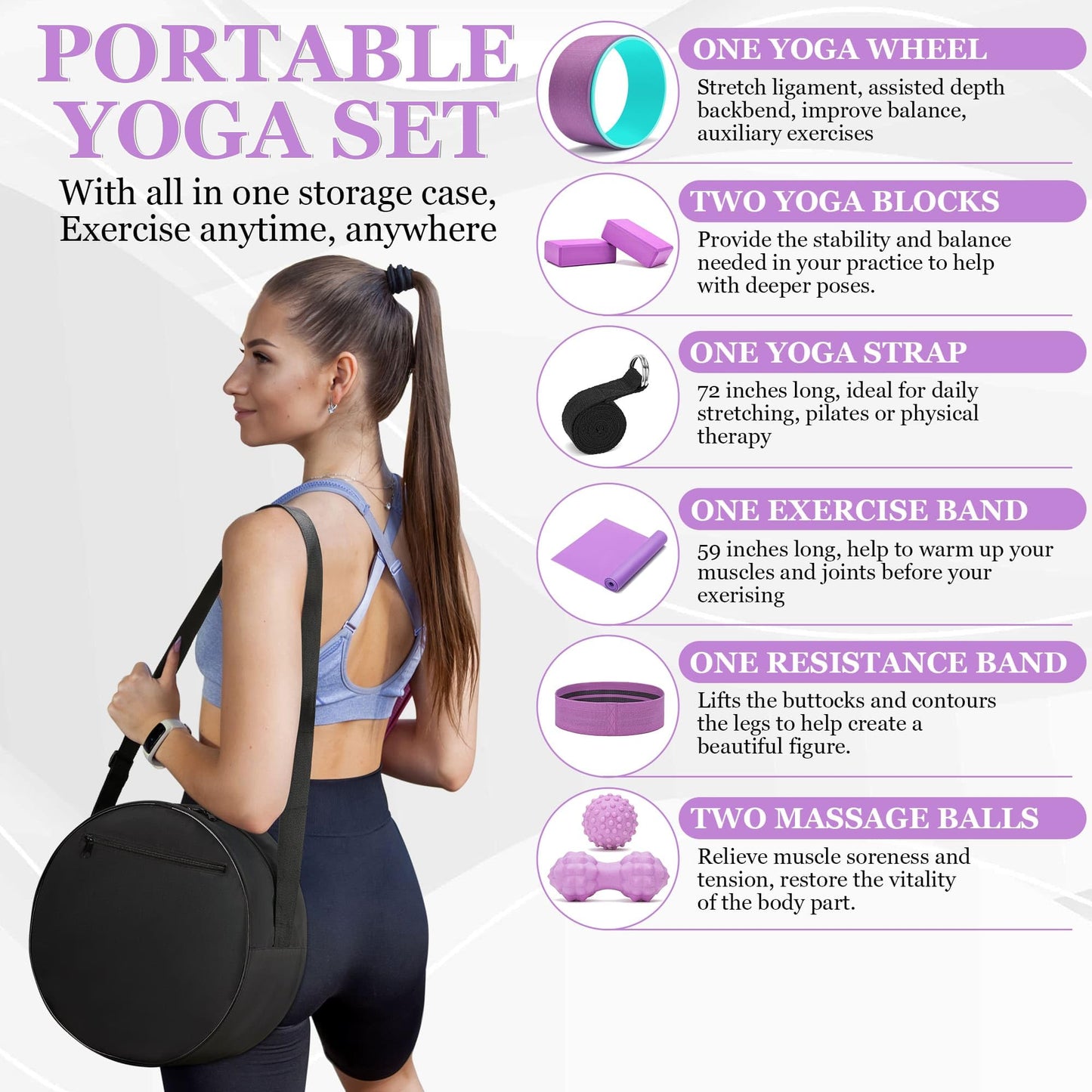 HNCTINNO All in One Yoga Wheel Set, Soft Foam Roller Wheel for Back Pain & Stretching, Yoga Blocks