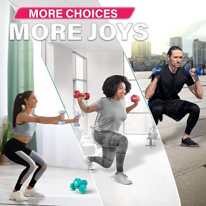 Yes4All Vinyl Hexagon Dumbbell - Dumbbells Set of 2 Hand Weights for Home Gym & Strength Training (2-15 lbs Weight Options)