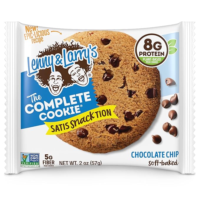 Lenny & Larry's The Complete Cookie Snack Size, Chocolate Chip, Soft Baked, 8g Plant Protein, Vegan, Non-GMO 2 Ounce Cookie (Pack of 12)