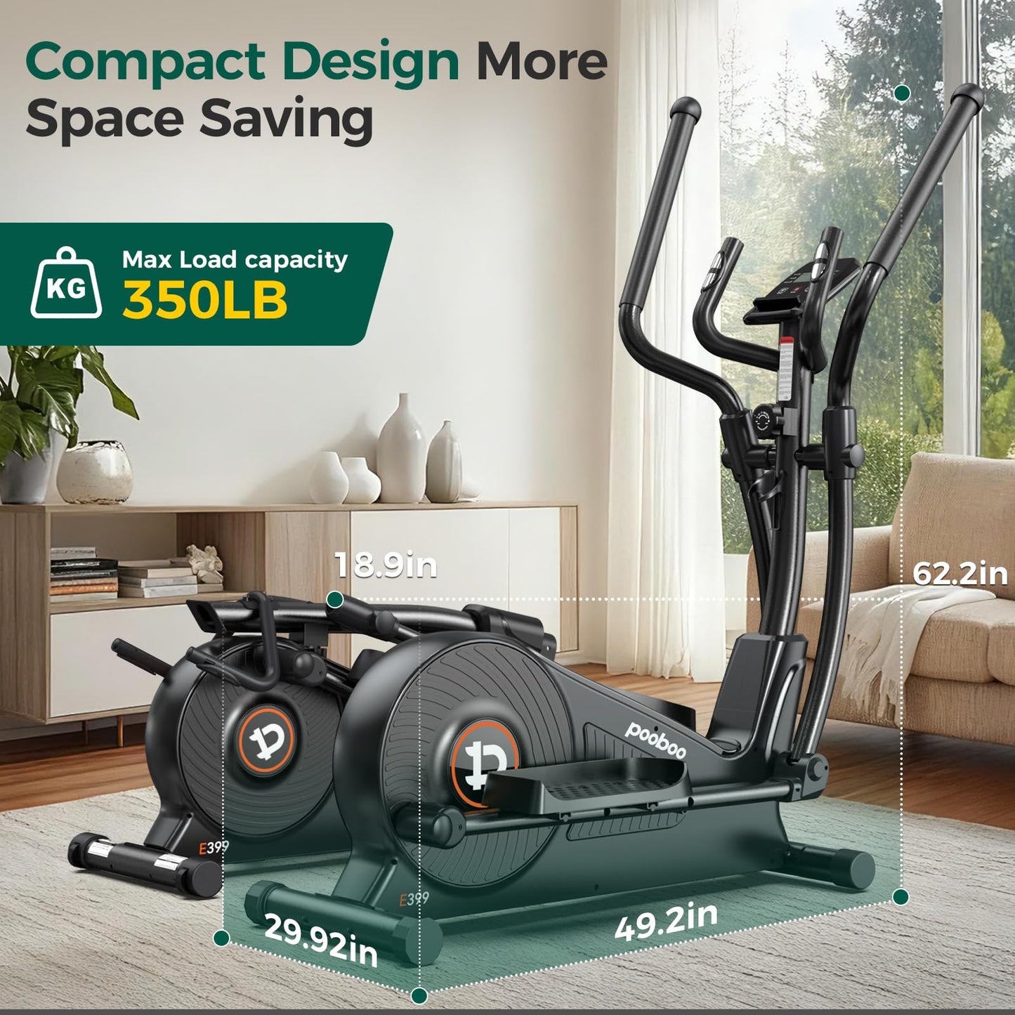 pooboo Elliptical Machine, Elliptical Exercise Machine with 16-Level Resistance&Hyper-Quiet