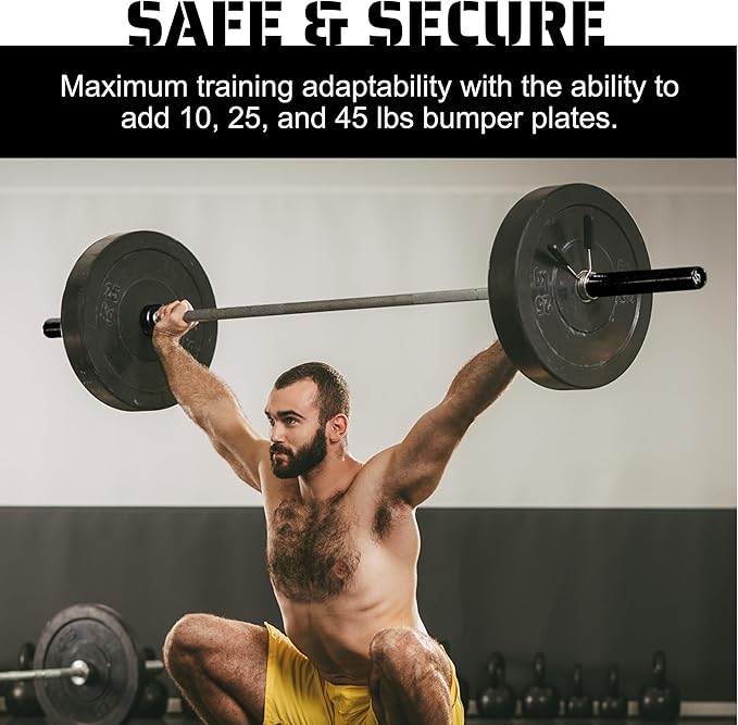 Tribe WOD Olympus Barbell Bar & Weight Bar - Durable, Bend-proof for Men and Women, Multipurpose Cerakote Weightlifting and Powerlifting Barbell for Home and Gym - Maximum Training Adaptability