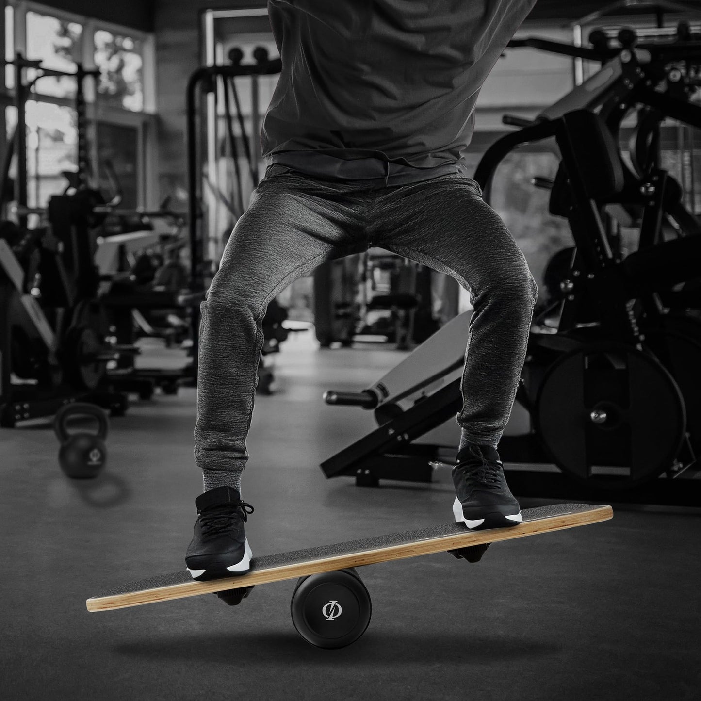 Philosophy Gym Balance Board, Adjustable Wooden Exercise Trainer - Black