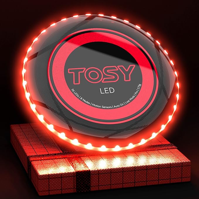 TOSY Bundle of 3-2X Blue + Red - Flying Disc 36 LEDs, Super Bright, Smart Modes, Auto Light Up, Rechargeable, Cool Fun Christmas, Birthday & Camping Gift for Men/Boys/Teens/Kids, 175g Frisbee