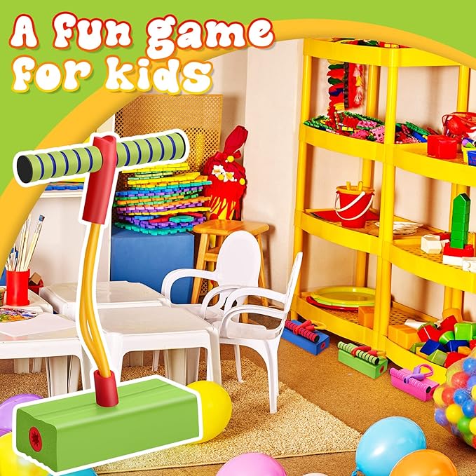 3 Pcs Pogo Stick Foam Jumper Toy Foam Pogo Fun and Safe Jumping Stick for Teens Adults Outdoor Indoor Toys Gift, Makes Squeaky Sounds and Squeaks with Each Hop