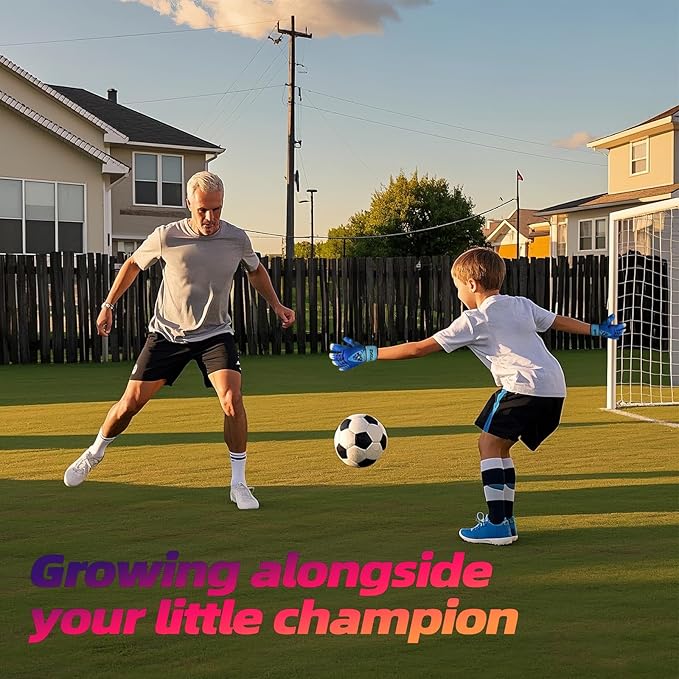 Sportout Kids Goalkeeper Gloves, Soccer Gloves with Double Wrist Protection and Non-Slip Wear Resistant Latex Material to Give Protection to Prevent Injuries