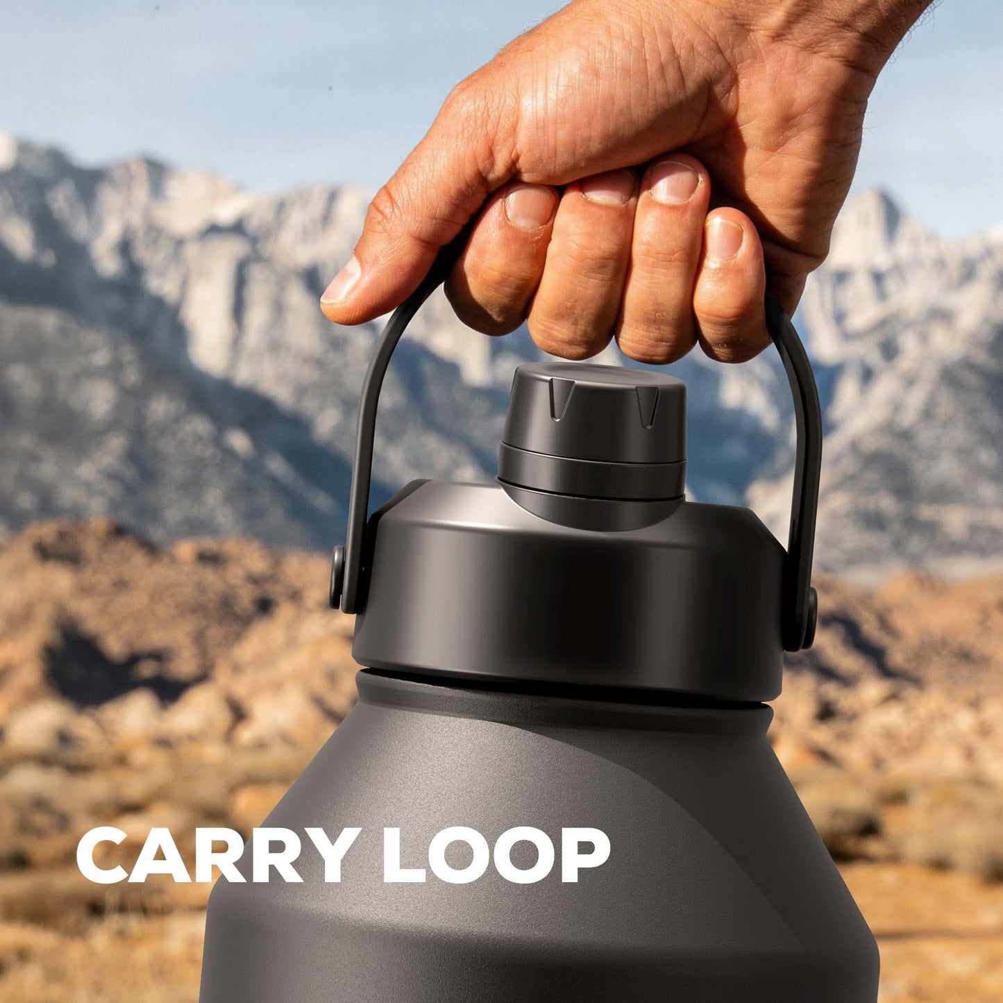 POWCAN 64 oz Insulated Water Bottle for Sports: 2-in-1 Straw & Spout Lid, Leakproof, Carrier Bag