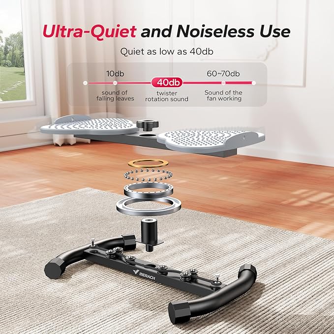 MERACH Waist Twister Machine, Ab Twist Board with 300 lbs Weight Capacity, Abs Workout for Slim Waist and Core Ab Exercise, Noiseless Home Gym Exercise Equipment for Women Men