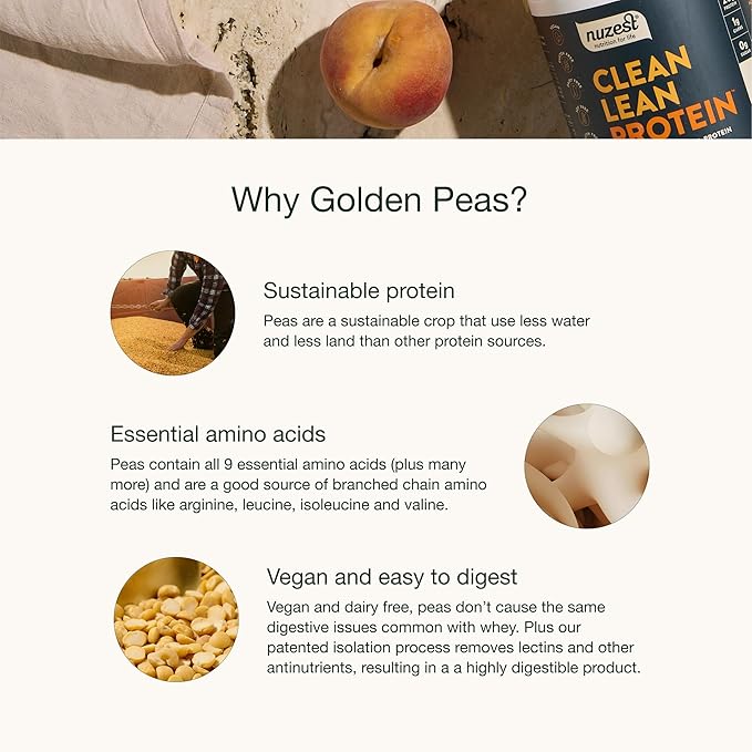 Nuzest - Pea Protein Powder - Clean Lean Protein, Premium Vegan Plant Based Protein Powder, Dairy Free, Gluten Free, GMO Free Protein Shake, Smooth Vanilla, 8.8 oz