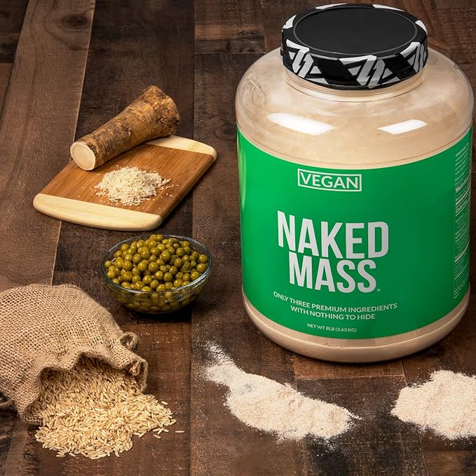 NAKED Vegan Mass - Chocolate Vegan Weight Gainer - 1,280 Calories, Non-GMO, Soy & Gluten Free, No Artificial Ingredients - 12LB Bulk - 17 Servings