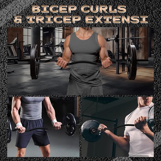 Barbell Bar for Weightlifting - 7FT Heavy Duty (1500LB/700LB), 4FT Short (500LB), 47" EZ Curl Bar - Fits 2" Standard Plates - Home Gym Strength Training