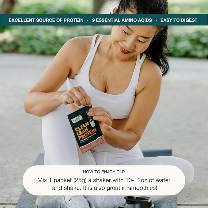 Nuzest - Pea Protein Powder - Clean Lean Protein, Premium Vegan Plant Based Protein Powder, Dairy Free, Gluten Free, GMO Free, Naturally Sweetened Protein Shake, Rich Chocolate, 1 Serving, 0.9 oz