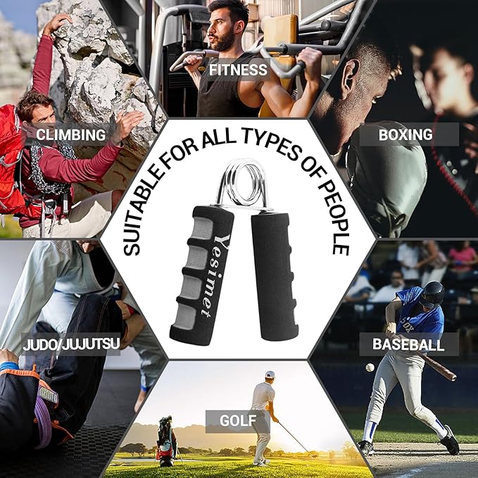 2 Pack Hand Grip Strengthener Set, Forearm Exerciser, Finger Gripper, Grip Strength Trainer, Hand Grip- Soft Foam Hand Exercise for Quickly Increasing Wrist Forearm and Finger Strength