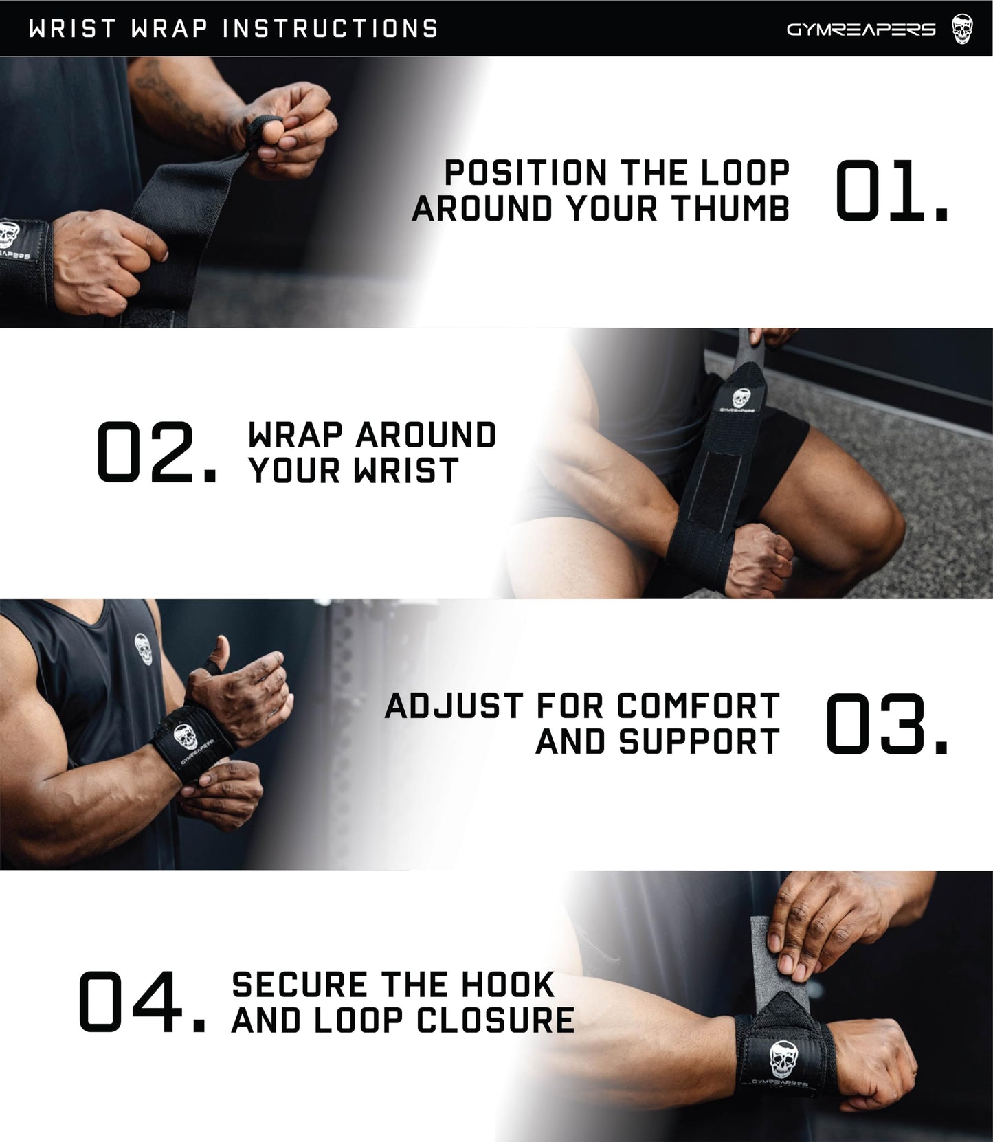 Gymreapers Weightlifting Wrist Wraps, Black/Rubber, 18"