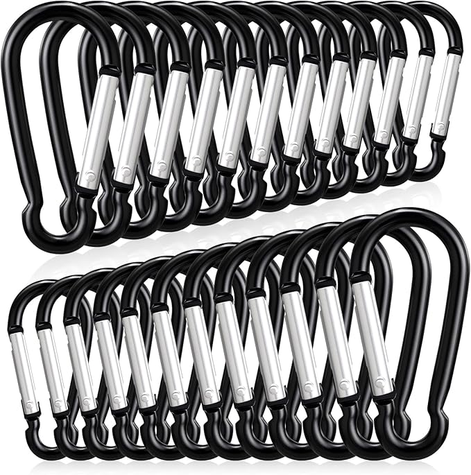 24 PCS Small Carabiner Clips, Spring Snap, Keychains Hooks, 2" Aluminum Ring, Multipurpose for Key Rings, Camping, Hiking, Backpacking, Fishing and Outdoor