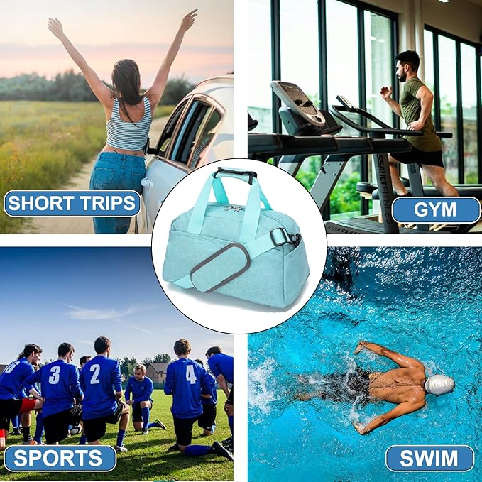 14 inch Small Gym Bag for Women & Men, Mini Duffel Bag for Travel Sports Lightweight Carry On Bag (Light Green)