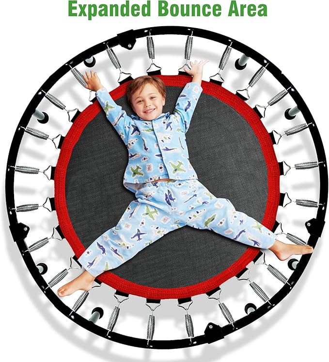 450 LBS Foldable Mini Trampoline for Adults & Kids 40" Rebounder Trampoline with Adjustable Foam Bar for Indoor Workout Fitness