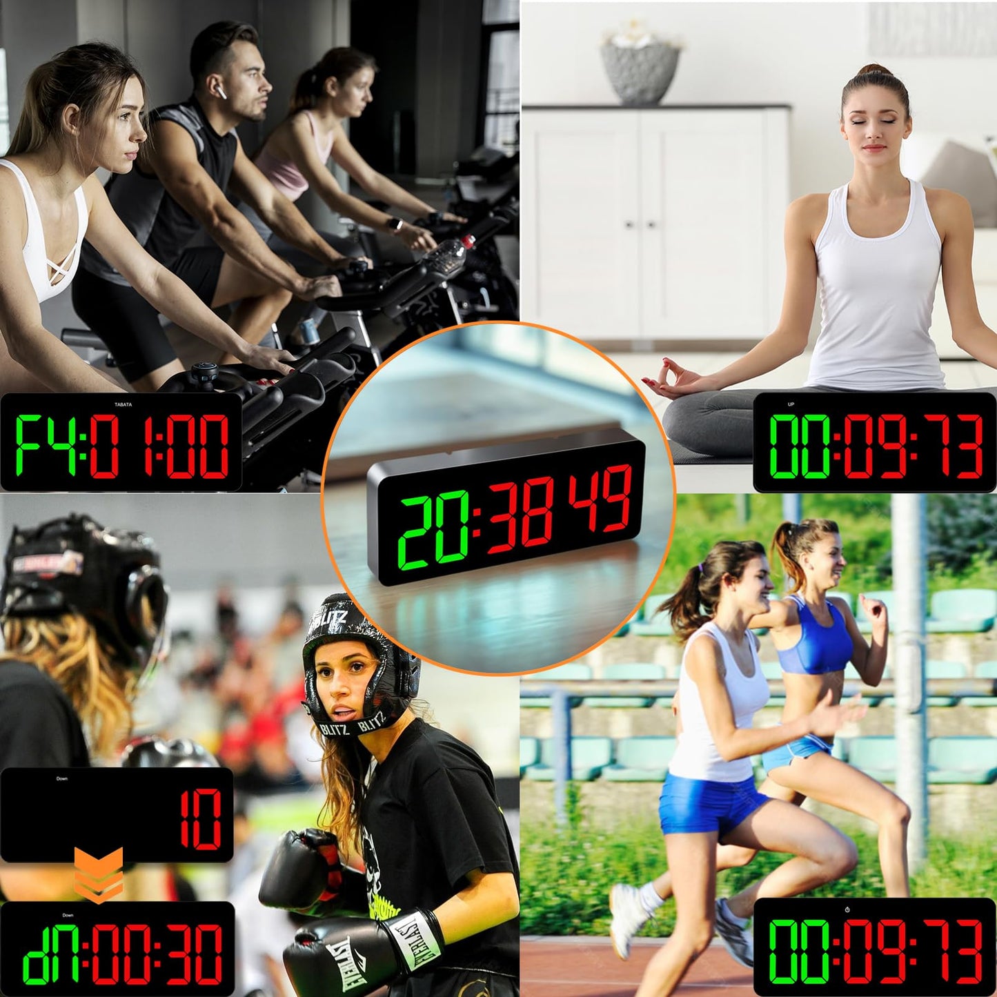QINYUNE Gym Clock Timer for Tabata/FGB/EMOM Interval Workout